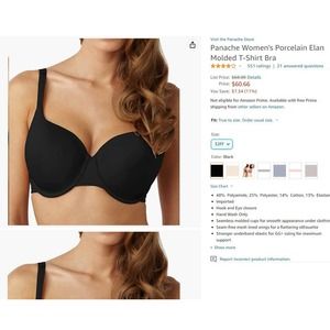 Black 32FF Panache Bra - Porcelain Elan